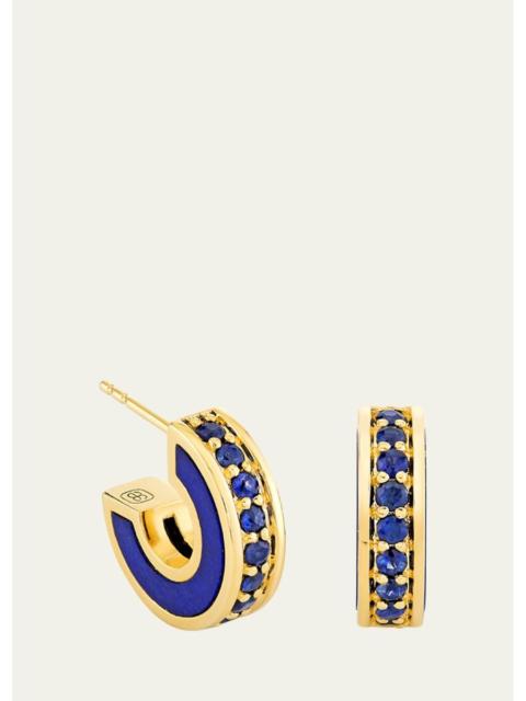 SYDNEY EVAN 14K Yellow Gold Lapis Stone Inlay Earrings with Sapphires