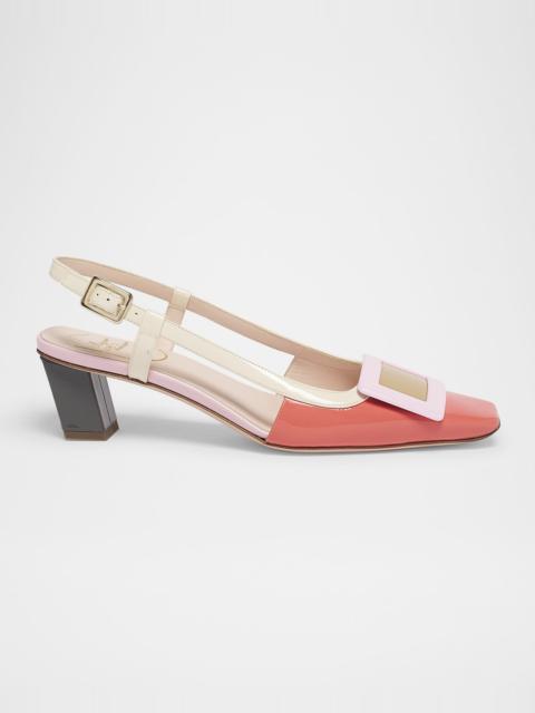 Colorblock Patent Leather Slingback Pumps