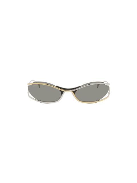 GUCCI Gold & Silver Oval Sunglasses