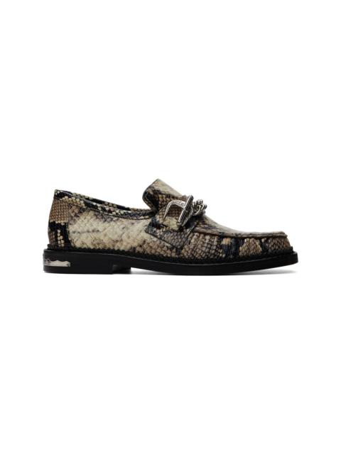 TOGA VIRILIS Beige Embossed Snake Loafers