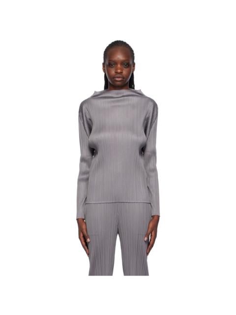 Pleats Please Issey Miyake Gray Seeker Turtleneck | REVERSIBLE