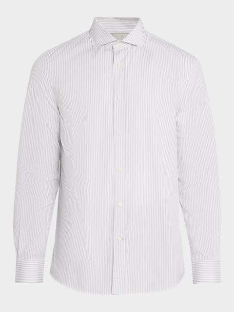 Brunello Cucinelli Men's Cotton Bachetta Stripe Button-Down Shirt