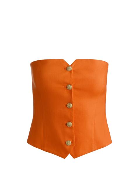 Alice + Olivia KELCEY STRAPLESS LINEN VEST - ORANGE PEEL