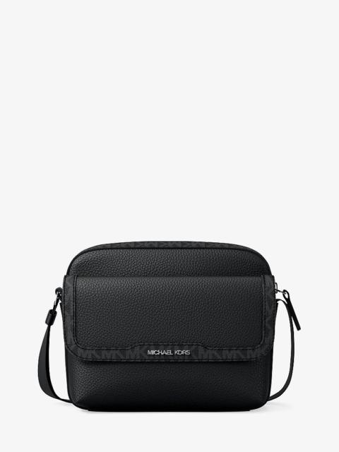 MICHAEL KORS Cooper Medium Pebbled Leather and Signature Logo Camera Crossbody Bag