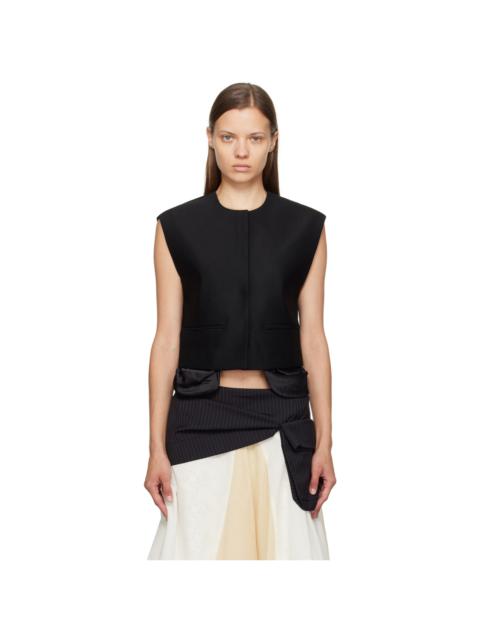 OPEN YY Black Appliqué Cargo Vest | REVERSIBLE