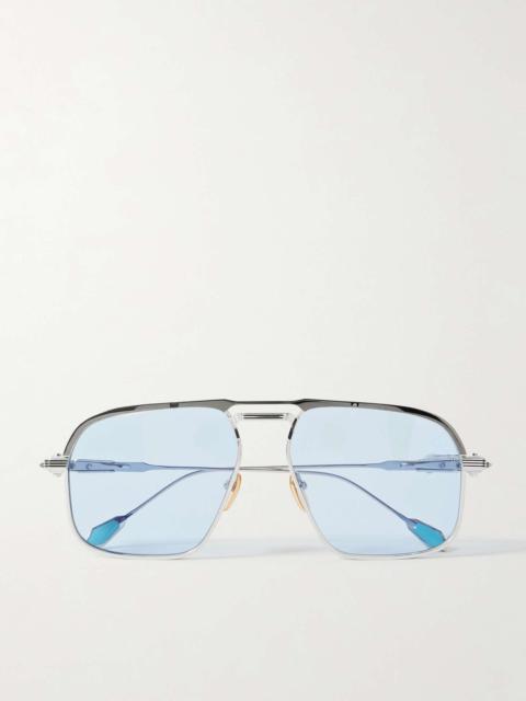 JACQUES MARIE MAGE Last Frontier VI Labarge Aviator-Style Turquoise-Detailed Silver- and Gunmetal-Tone Sunglasses