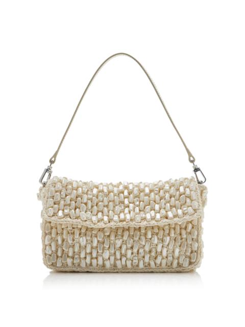 STAUD Timmy Shell-Detailed Crocheted Bag white
