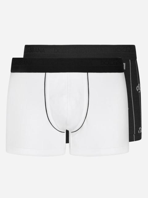 Dolce & Gabbana Two-pack solid-color and printed stretch cotton boxers