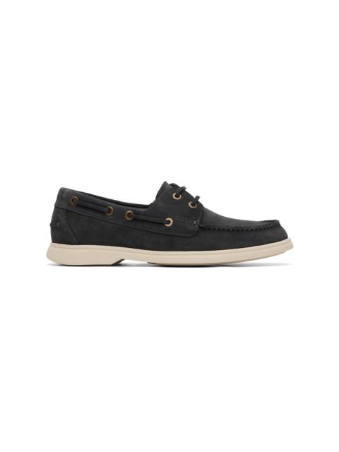 BOSS Gray Suede Lace-Detail Boat Shoes