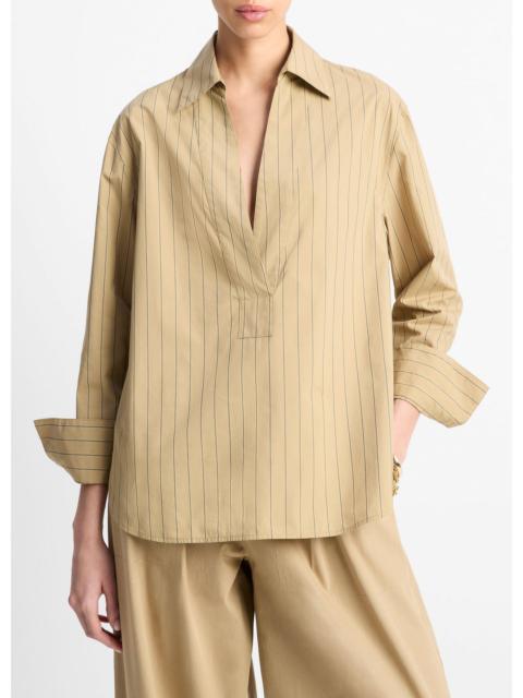 Vince Striped Cotton Relaxed Popover Shirt