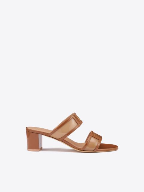MALONE SOULIERS Loulou 45 Brown PVC Block Heel Sandals
