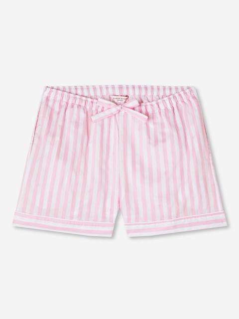 Derek Rose Women's Lounge Shorts Capri 20 Cotton Pink