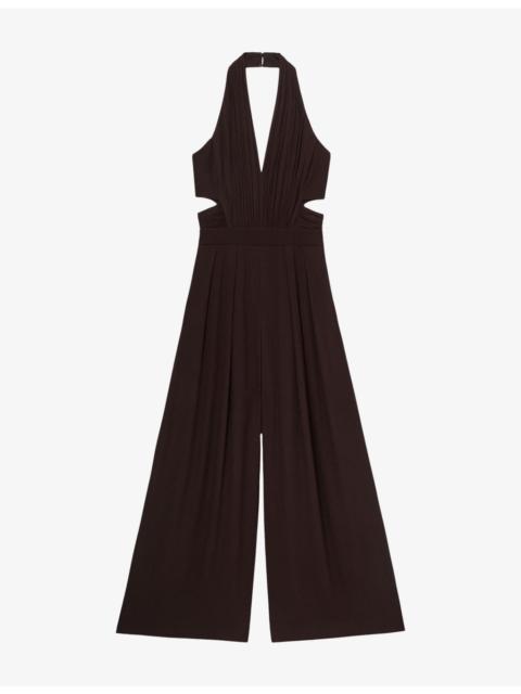 REISS Lainey Halterneck Wide-Leg Woven Jumpsuit