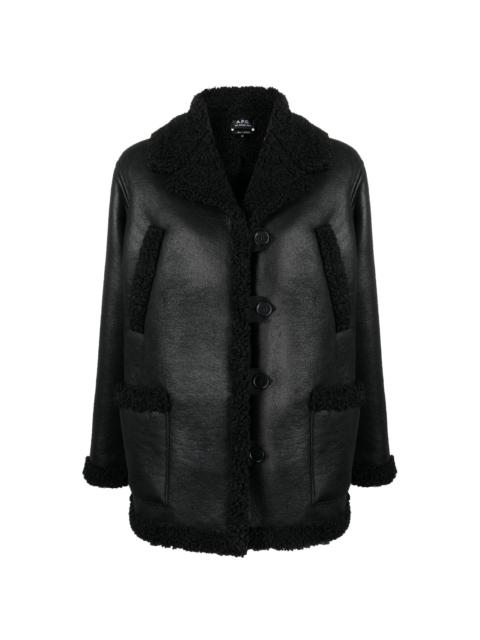 faux-leather shearling jacket