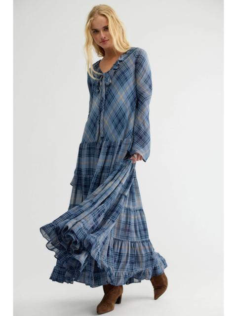 FREE PEOPLE Plaid Petal Maxi Dress