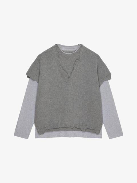 Givenchy CUT & LAYER SWEATER IN WOOL AND COTTON