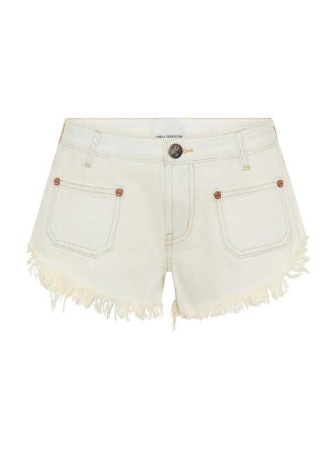 ONE TEASPOON Retro Dukes Low Waist Mini Denim Shorts - Blue Cream