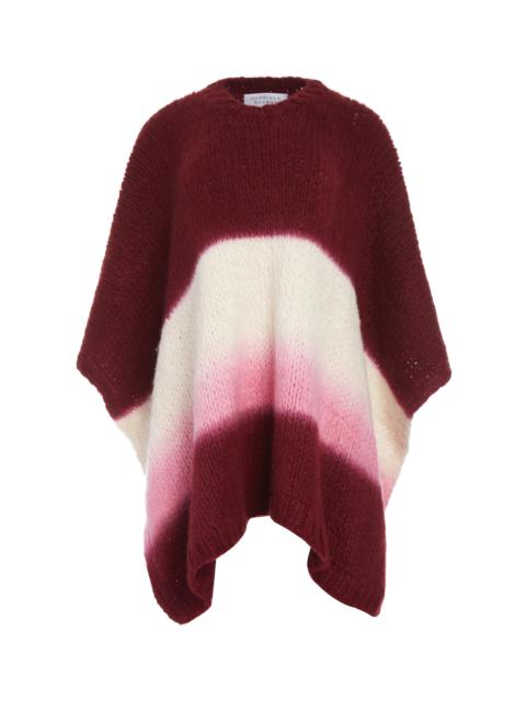 Lyla Poncho Dip Dye in Bordeaux Multi Welfat Cashmere