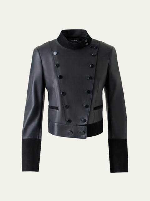 AKRIS Dean Nappa Leather Jacket with Suede Trim