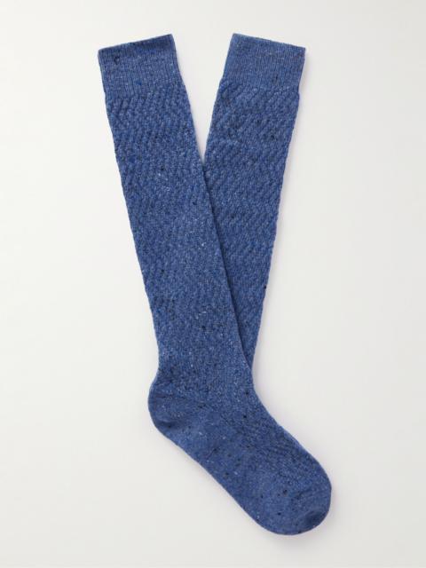 Loro Piana Gisborne Cashmere-Bouclé Socks Blue
