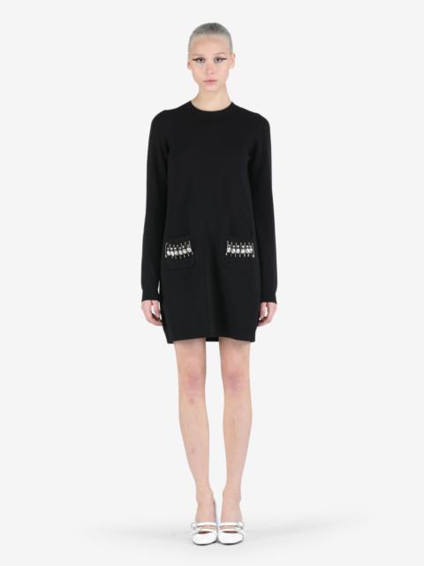 N°21 CRYSTAL-EMBELLISHED KNIT MINI DRESS
