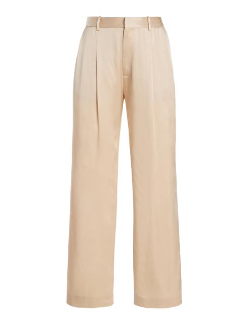 LAPOINTE Pleated Satin Tapered Pants neutral