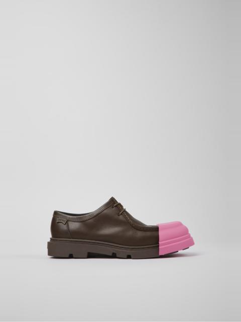 CAMPER Junction Brown Leather Shoes for Women.