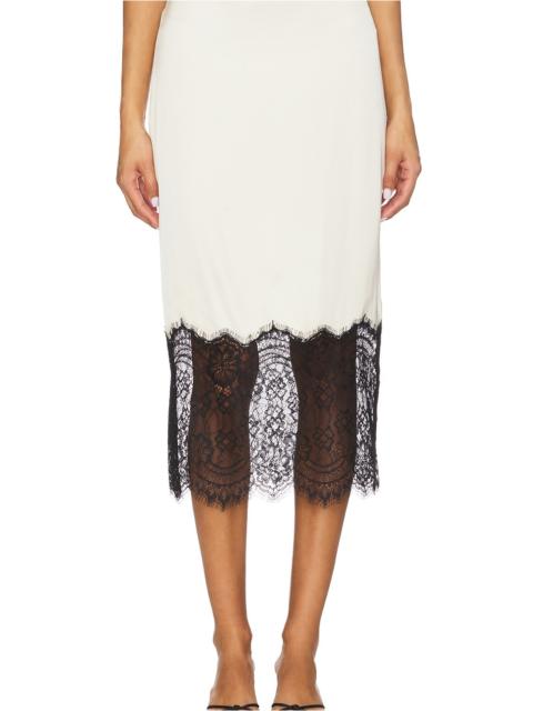 GOOD AMERICAN Satin Lace Slip Midi Skirt