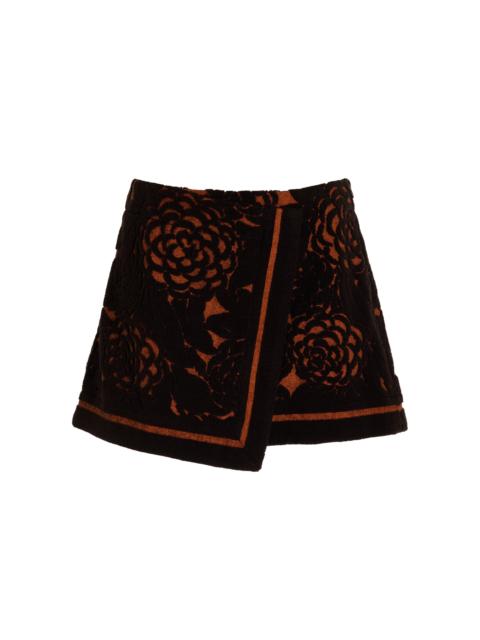 SIR. Dawn Wrap-Effect Cotton Mini Skirt black
