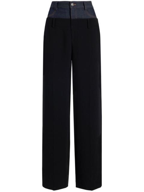 Cinq à Sept Dionne crepe and denim trousers