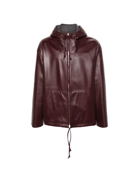 hooded leather jacket