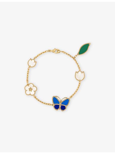 Van Cleef & Arpels Lucky Spring Butterfly Long 18ct Yellow Gold and Stone Bracelet