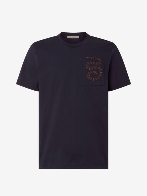 CORNELIANI Navy blue crew neck cotton jersey jumper