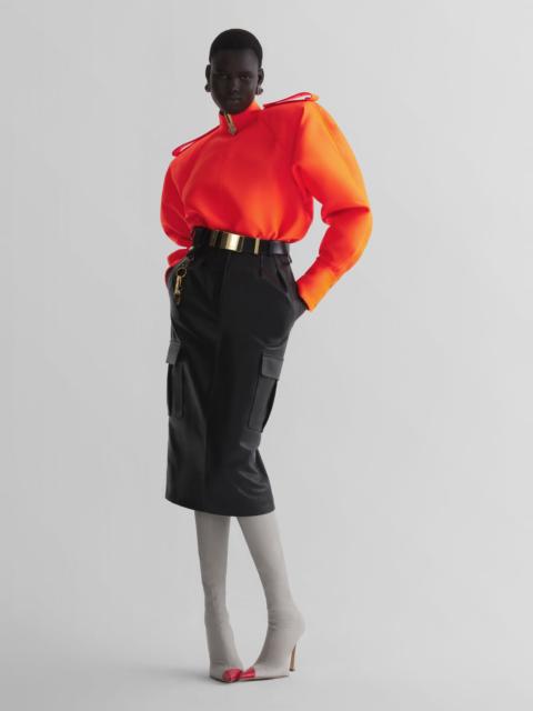 MUGLER black leather cargo skirt