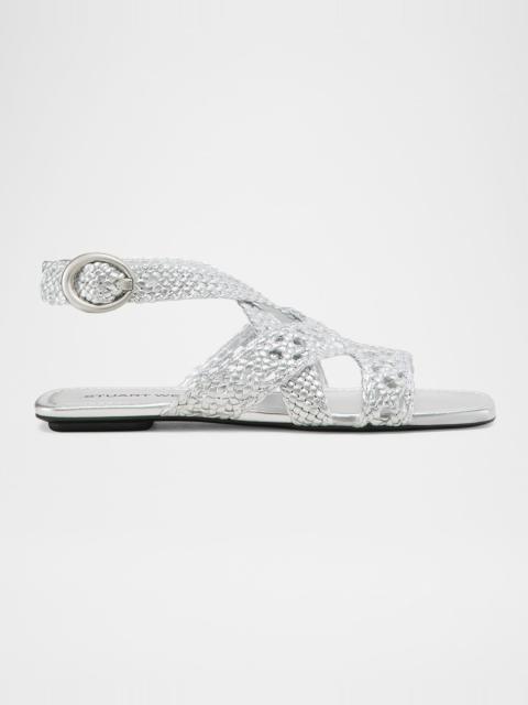 Stuart Weitzman Thea Metallic Braided Slingback Sandals