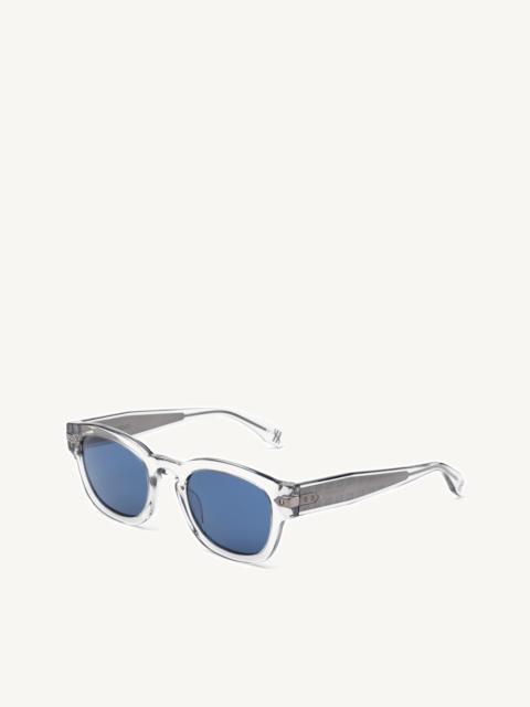 Hublot Crystal Grey Rounded Key Sunglasses with Solid Blue Lens