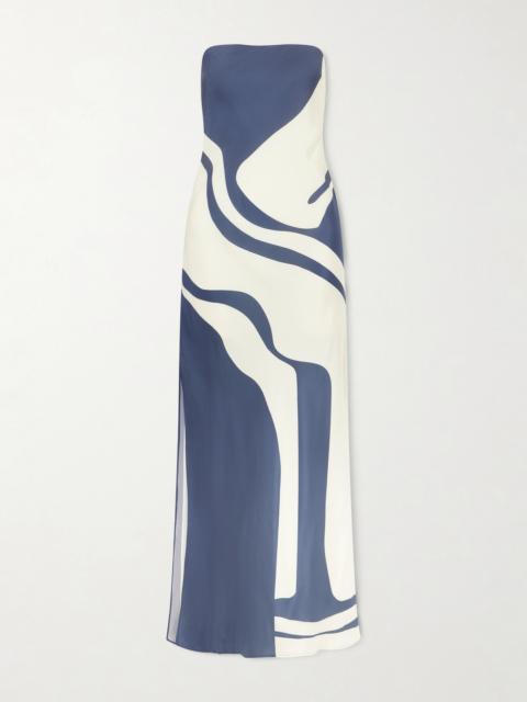 SIR. Lilou Strapless Printed Silk-satin Maxi Dress