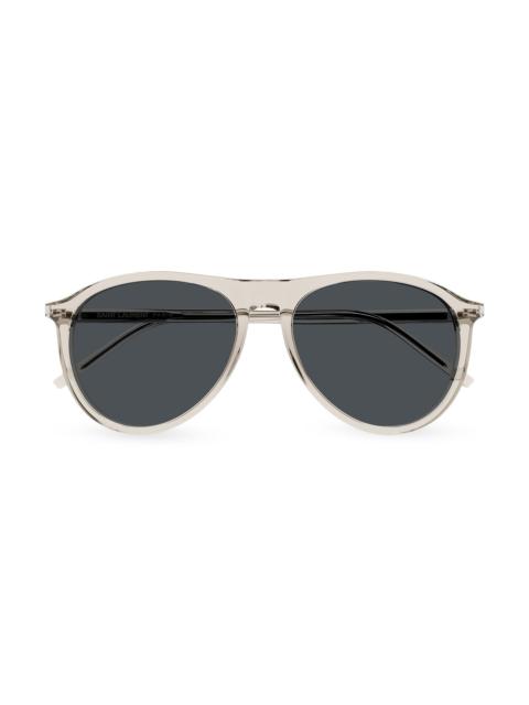SAINT LAURENT Men's Thin Acetate 56MM Pilot Sunglasses - Translucent Beige Grey