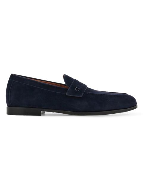 FERRAGAMO Men's Tiberio Suede Penny Loafers - Navy