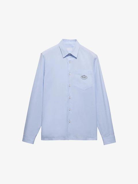 Brand-embroidery regular-fit cotton shirt
