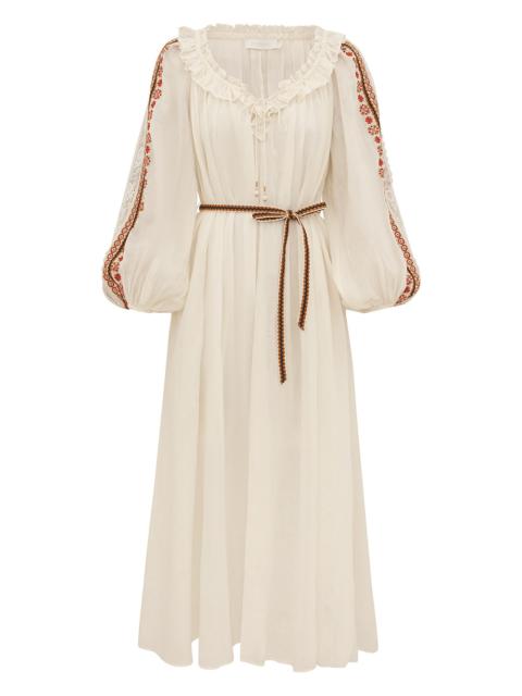 Zimmermann ASTER EMBROIDERED MAXI DRESS