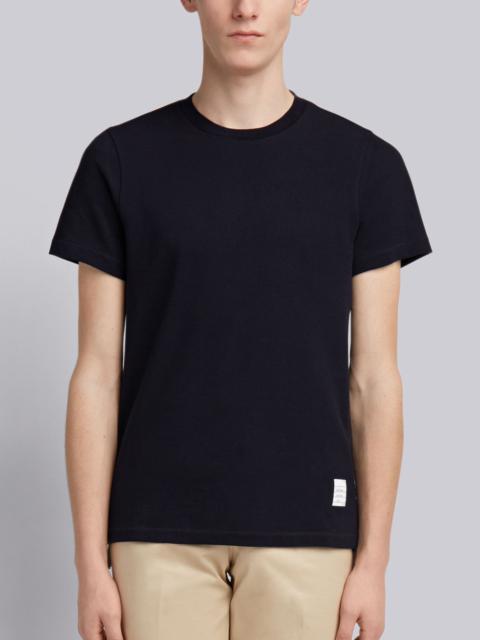 Thom Browne Navy Cotton Pique Center Back Stripe Relaxed Fit Tee