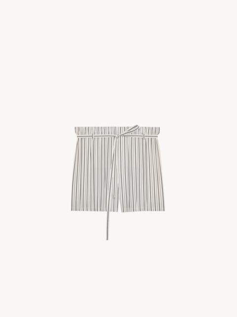 SAINT LAURENT LOUNGE SHORTS IN SATEEN-STRIPED COTTON POPLIN