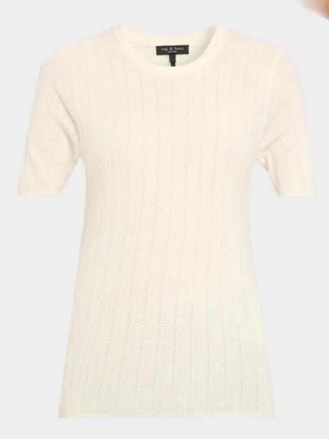 rag & bone Rhodes Wool Pointelle-Knit Top