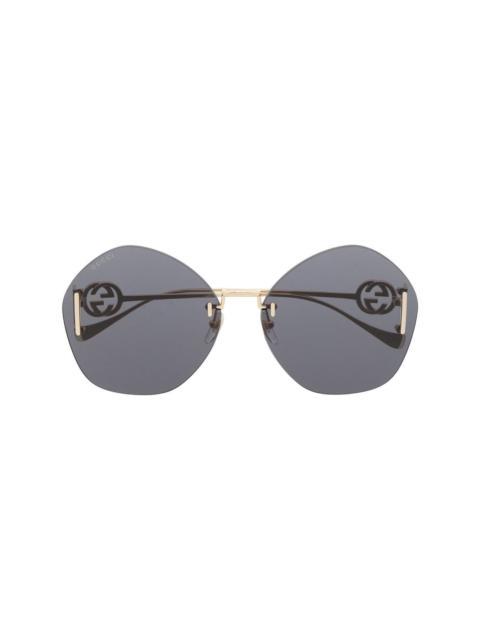 GUCCI frameless logo-engraved sunglasses