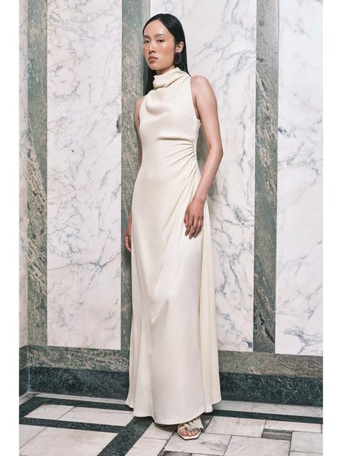 KAREN MILLEN Satin Viscose Drape Cowl Neck Maxi Dress