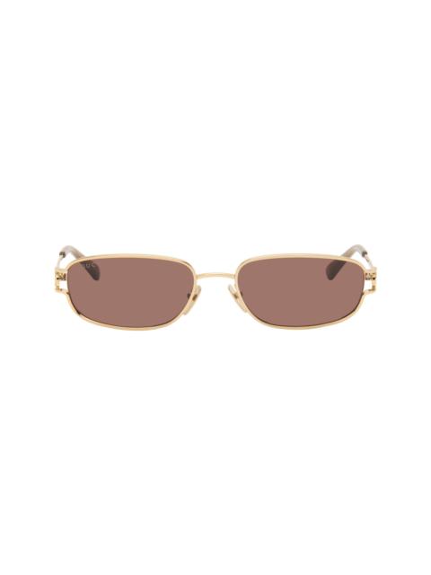 GUCCI Gold Rectangular-Frame Sunglasses