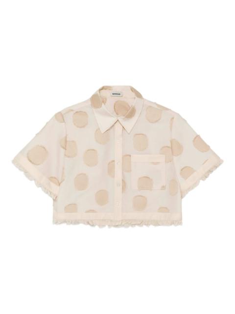 SIMKHAI Topanga polka-dot frayed shirt