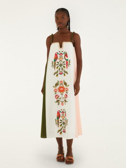 FARM RIO Cross Stich Embroidery Maxi Dress Sleeveless