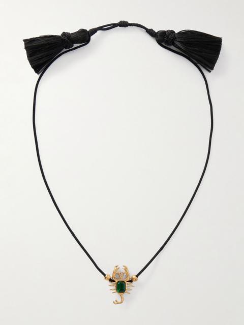 Valentino Tasseled crystal-embellished gold-tone and cord headpiece Black